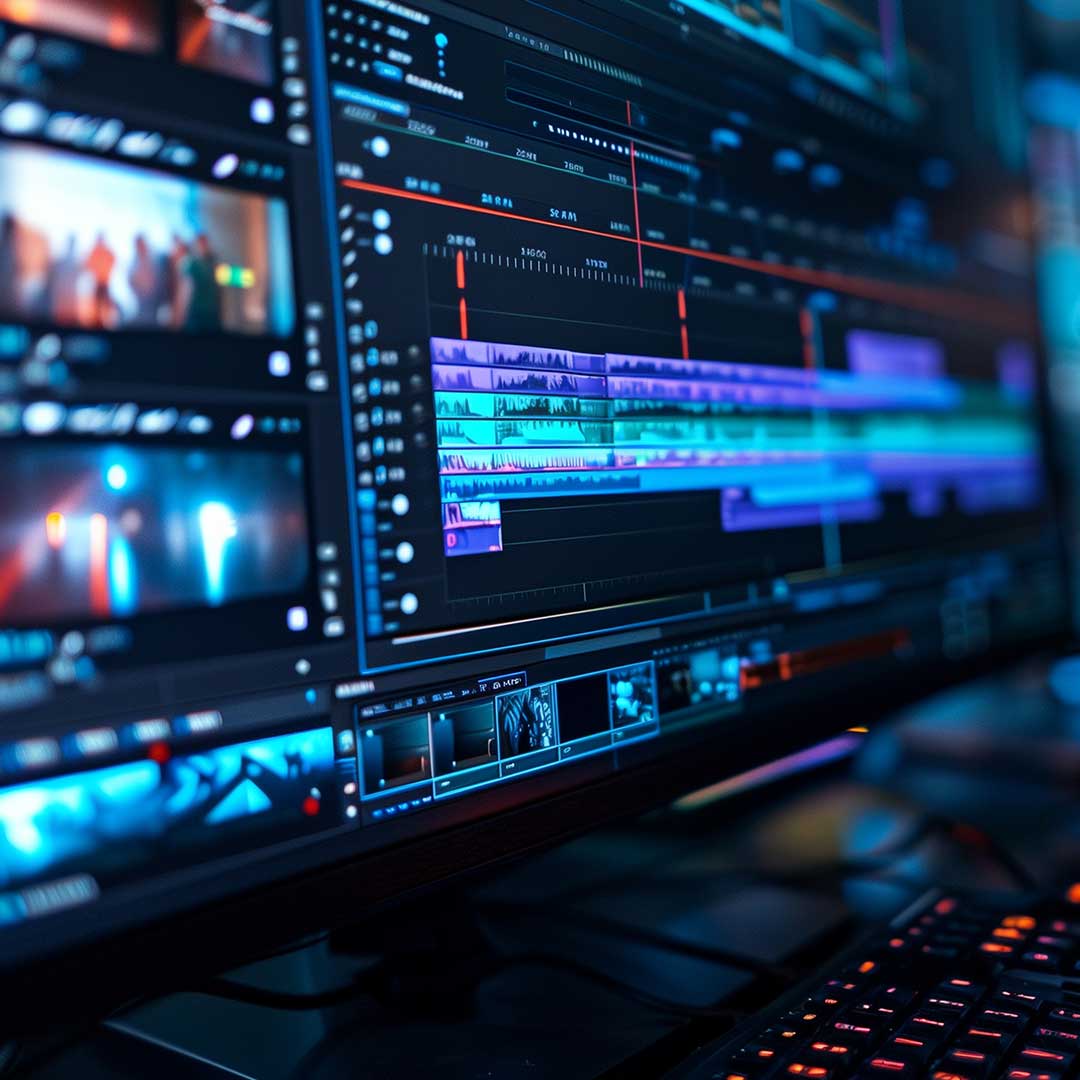 Videonmuokkausohjelmisto ammattimonitorilla